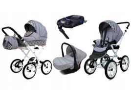 Carrinho de Bebé Multifuncional BABYLUX ROSSO 4 Em 1 -Silver leaf - Ajustável e dobrável Construção leve em alumínio - Acessórios