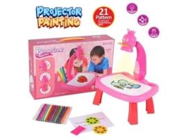 Prancheta de desenho de projetor infantil colorido, brinquedos de educação pré-escolar para crianças - rosa ZEROFEEL