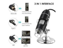 Microscópio digital USB com zoom IFCOW®50-1000X com 8 LEDs, portátil e compatível com Android e Mac IFCOW