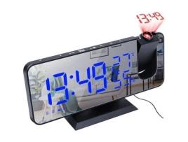 Rádio relógio de projeção, superfície elétrica do espelho do despertador digital do diodo emissor de luz para a composição com escurecimento, temperat