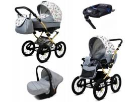 Carrinho de Bebé Multifuncional BABYLUX MARGARET GOLD 4 Em 1 -Wild Flowers - Ajustável e dobrável Construção leve em alumínio - Acessórios