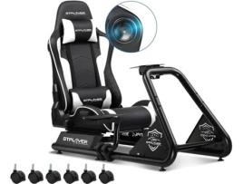 GTPLAYER Racing Simulator Cockpit com Assento para G25 G27 G29 G920 G923 T300 PS5 PS4 Xbox, Sem Volante, Caixa de Velocidades e Pedais Branco