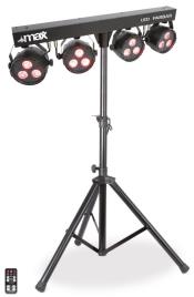 Barra LEDs Portátil c/ 4 Projectores LED 3x 4-EM-1 RGBW + Tripé - MAX