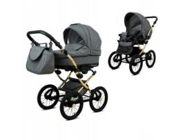 Carrinho de Bebé Multifuncional BABYLUX MARGARET GOLD 2 Em 1 -Grey Flex - Ajustável e dobrável Construção leve em alumínio - Acessórios