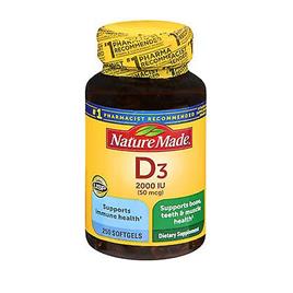 Nature Made Vitamina D3 Softgels,2000 IU,250 Cápsulas (Pacote de 1)