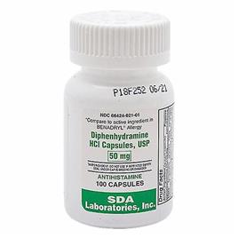 SDA Labs Diphenhydramine HCL,50mg ,100 Caps (Pacote de 1)