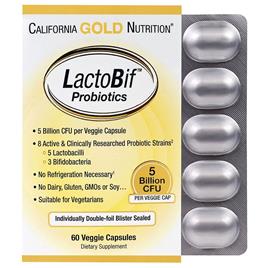 California Gold Nutrition Califórnia Gold Nutrition, LactoBif Probióticos, 5 bilhões CFU, 60 cápsula vegetal