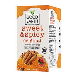 Good Earth Chás de Boa Terra Chá de Ervas Sem Cafeína Doce & Apimentado, 18 Sacos (Pacote de 1)