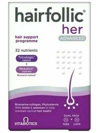 Vitabiotics Hairfollic Her Advanced, 30 comprimidos e 30 cápsulas