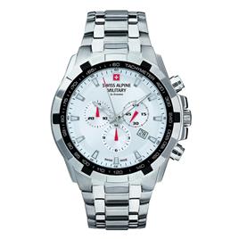 Swiss Alpine Military by Grovana Suíço alpino militar para homens relógio cronógrafo 7043.9132SAM aço inoxidável Prata