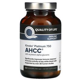 Quality of Life Labs Laboratórios de Qualidade de Vida, Kinoko Platinum AHCC, 750 mg, 60 Vegicaps