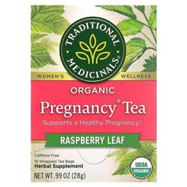 Traditional Medicinals Medicinais Tradicionais, Chá Orgânico da Gravidez, Folha de Framboesa, Sem Cafeína, 16 Sacos de Chá Embrulhados, 0