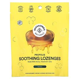 Beekeepers Naturals Naturais de apicultor, Pastilhas calmantes de própolis, Mel, 14 pastilhas, 1,76 oz (50 g)