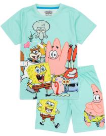 SpongeBob SquarePants Bob Esponja Calça Quadrada Meninos Manga Curta Perna Curta Pijama Set Azul Multi Personagem 9-10 Years