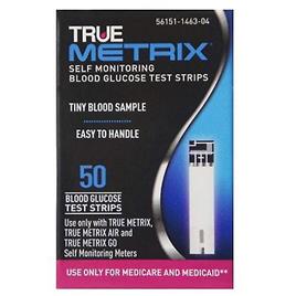 Tiras de teste de glicemia True Metrix, contagem de 50 (pacote de 1)