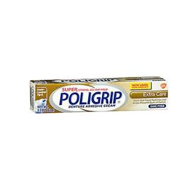 Creme adesivo super poligrip denture, cuidado extra 2.2 oz (Pacote de 1)