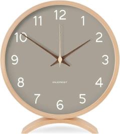 Heyone Relógio de Mesa - Silencioso e Não-Tique-taque 8in Relógio de Mesa de Madeira Perfeito para Sala de Estar Escritório Decoração de Quarto