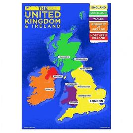 Grindstore Reino Unido & Ireland mapa do país mini poster Multicoloured One Size