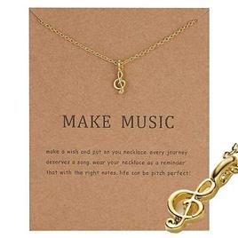 Behover Faça Música - Colar G-clef Note em Ouro 18K Chapeado Performance - Um Presente Musical para Elevar o Humor Gold