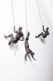 Tsim 3x Bronze Escalada Rapel Homens Trio Pendurado Ornamentos Figuras Conjunto de três escaladores