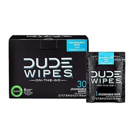 Dude Wipes Lenços umedecidos descartáveis individuais Pacote de viagem, 30 Contagem (Pacote de 1)