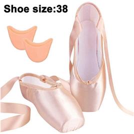 LINCMAN Ballet Pointe Shoes Girls Women Ribbon Ballerina Shoes With Toe Pads carne rosa 38