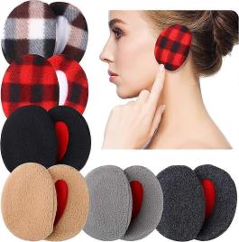 Healthy 6 pares earmuffs bandless fleece ear warmers winter ear covers unisex, 6 cores cáqui/preto/cinza