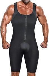 Denuotop Shapewear dos homens, Shaper do corpo inteiro do bodysuit, terno de emagrecimento da compressão respirável Preto M