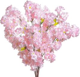 LINCMAN 4 peças de flores artificiais de flor de cerejeira 42,52 polegadas de comprimento Flores de seda de haste Bouquet Fake Spring Peach Flowers...