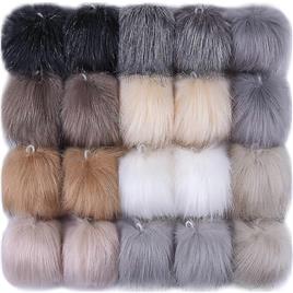 Tikuajgift 20 peças Diy Faux Fox Fur Fluffy Pom Pom com laço elástico para chapéus chaveiros sacos de luvas de lenço como mostrado