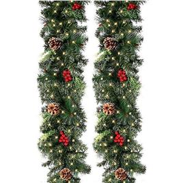 Christmas Guirlandas de Natal com Pinhas Bagas Vermelhas Guirlanda de Natal Artificial para Lareiras Escadas Porta da Frente Decoração de Ano Novo ...
