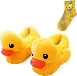 Scan Chinelos de pato mulheres charlatão, borracha desenhos animados chinelos de inverno B 8.5-10