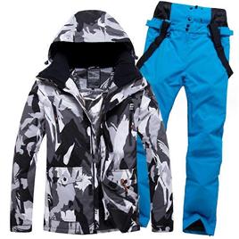 Snowsuits Jaqueta e Calça de Esqui Masculina Impermeável à Prova de Vento Snowsuit Casaco de Snowboard Isolado Quente Inverno azul M