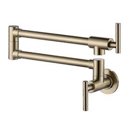 Bluezoo Panela montada na parede torneira de enchimento de latão sólido escovado ouro dobrável torneira da cozinha Escovado-ouro