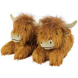 2024 New Bebetter Plush Scottish Cow Chinelos Soft Fuzzy Indoor House Shoes para inverno interior ao ar livre L