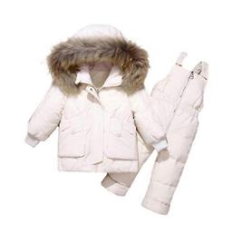 Snowsuit Conjunto de Esqui de 2 Peças para Crianças - Jaqueta Puffer de Inverno e Calças de Neve Branco 100