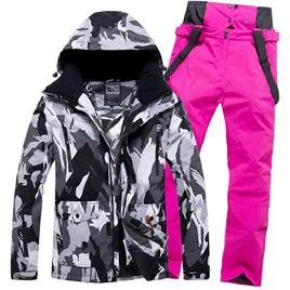 Snowsuits Jaqueta e Calça de Esqui Masculina Impermeável à Prova de Vento Snowsuit Casaco de Snowboard Isolado Quente Inverno rosa vermelho 4XL