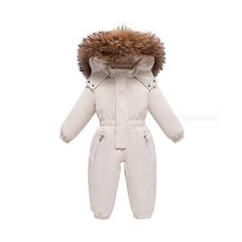 Snowsuit Criança One Piece Snowsuits Ski Suits Inverno Impermeável Casacos Casacos Macacões para Crianças Meninos e Meninas 2T-5T BEGE 90
