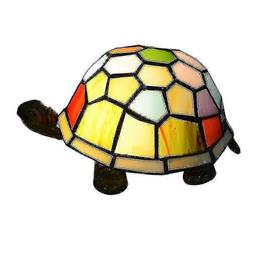 Jeek Lâmpada de mesa estilo Tiffany, lâmpada noturna de tartaruga de vidro colorida infantil, lâmpada de cabeceira de led criativo europeu com inte...