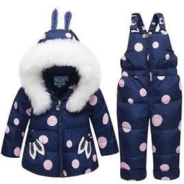 Snowsuit Conjunto de Jaqueta Puffer de Inverno para Crianças e Calças de Neve 2 Peças AZUL PROFUNDO 100