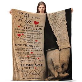 Oasisdream Cobertor leve e liso para esposa com duas mãos juntas Print Trigo e Preto 150x200CM