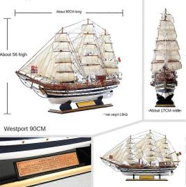 Redkid Vespucci grande veleiro modelo de madeira barco ornamento suave vela de madeira simulação de madeira decoração de barco presente 90cm