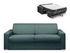 Sofá Cama DUNLOPILLO (214 x 94 x 85 Tamanho Cama: 160 - 179 cm - Veludo - Azul)