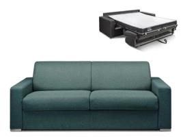 Sofá Cama DUNLOPILLO (214 x 94 x 85 Tamanho Cama: 160 - 179 cm - Veludo - Azul)