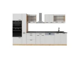 Cozinha completa R-Line, 350cm, PT Antracite, Branco campagnard/Carvalho dourado VICCO