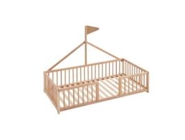 Cama Tepee Apache Wonderland Montessori 140X70 em Madeira de Faia e Cor Natural
