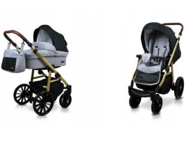 Carrinho de Bebé Multifuncional BABYLUX ASPERO 2 Em 1 -Silver black - Ajustável e dobrável Construção leve em alumínio - Reversibilidade - Acessórios