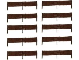 Conjunto De 10 Cercaduras De Jardim - 120 Cm X 20 Cm - Natural - Feito À Mão - Para Canteiros, Hortas, Canteiros - Cercas De Jardim