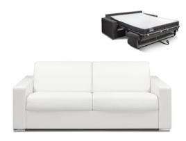 Sofá Cama DUNLOPILLO (214 x 94 x 85 Tamanho Cama: 160 - 179 cm - Pele Sintética - Branco)