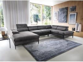 Sofá-Cama de Canto Panorâmico de Veludo Cinza Antracite Sepina de PASCAL MORABITO (75 x 353 x 214 cm)